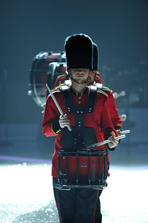 NEW YORK, NY - NOVEMBER 13: British military drummers opening British invasion segment of 2013 Victoria's Secret Fashion Show at Lexington Avenue Armory on November 13, 2013 in NYC. のeditorial素材