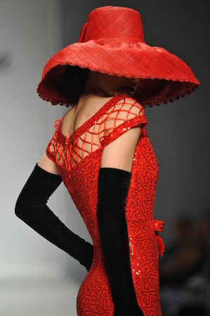 LOS ANGELES, CA - MARCH 09: A model walks the runway at Tatyana Designs - Bettie Page collection during Style Fashion Week Fall 2014 on March 09, 2014 in Los Angelesのeditorial素材