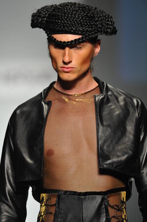 LOS ANGELES, CA - MARCH 11: A model walks runway at Jason Ryan show during Style Fashion Week Fall 2014 at The Live Event Arena on March 11, 2014 in Los Angelesのeditorial素材