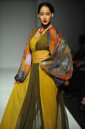 LOS ANGELES, CA - MARCH 10: A model walks the runway at Tatiana Shabelnik fashion show during Style Fashion Week Fall 2014 at The Live Event Arena on March 10, 2014 in Los Angeles.のeditorial素材