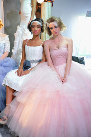 Los Angeles, CA - MARCH 13: Models posing during Jamie Elyse Stephens presentation at Style Fashion Week Fall 2014 at The LA Live Event Deck on March 13, 2014 in LA.のeditorial素材