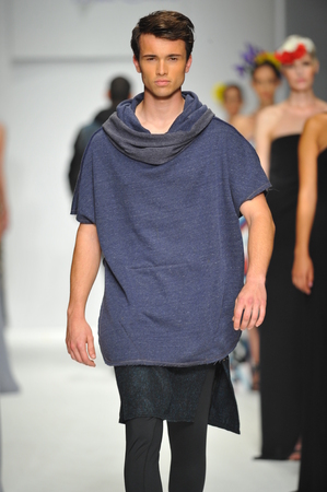 Los Angeles, CA - MARCH 11: A model walks the runway at Consort 62 show during Style Fashion Week Fall 2014 at The LA Live Event Deck on March 11, 2014 in LA
のeditorial素材