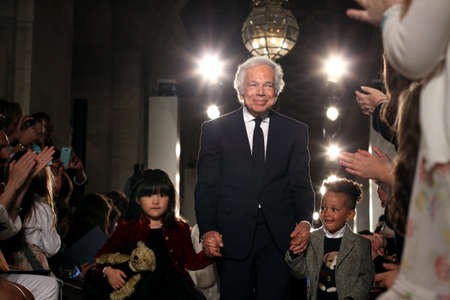 NEW YORK, NY - MAY 19: Designer Ralph Lauren and kids walk the runway at the Ralph Lauren Fall 14 Children's Fashion Show in Support of Literacy at New York Public Library on May 19, 2014 in NYC. のeditorial素材