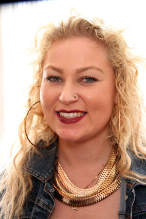 NEW YORK, NY - June 16: A model getting ready backstage at the Claire Pettibone Spring 2015 Romantique Bridal collection show on June 16, 2014 in NYC.のeditorial素材