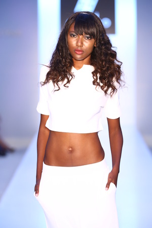 MIAMI - JULY 21: Model walks runway at AZ Araujo Swimwear collection during MBFW Miami Swim on July 21, 2014 in Miami Beach Floridaのeditorial素材