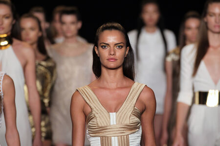 NEW YORK, NY - SEPTEMBER 04: Models walk the runway finale at the Meskita fashion show during Mercedes-Benz Fashion Week Spring 2015 on September 4, 2014 in New York City. のeditorial素材