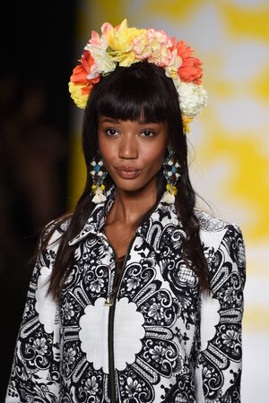 NEW YORK, NY - SEPTEMBER 04: A model walks the runway at Desigual during Mercedes-Benz Fashion Week Spring 2015 on September 4, 2014 in New York City.のeditorial素材