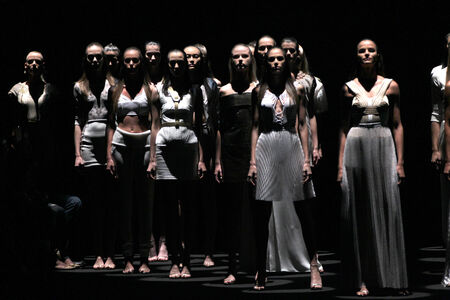 NEW YORK, NY - SEPTEMBER 04: Models walk the runway finale at the Meskita fashion show during Mercedes-Benz Fashion Week Spring 2015 on September 4, 2014 in New York City. のeditorial素材