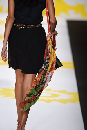 NEW YORK, NY - SEPTEMBER 04: A model walks the runway at Desigual during Mercedes-Benz Fashion Week Spring 2015 on September 4, 2014 in New York City.のeditorial素材