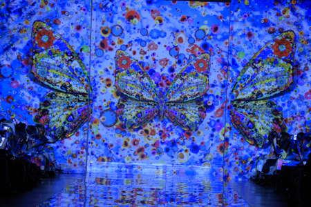 NEW YORK, NY - SEPTEMBER 06: Runway background at the LIE SANGBONG Spring-Summer 2015 Collection during Mercedes-Benz Fashion Week Spring 2015 on September 6, 2014 in New York City.のeditorial素材