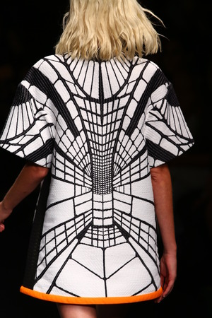 MILAN, ITALY - SEPTEMBER 17: A model walks the runway during the Byblos show as a part of Milan...