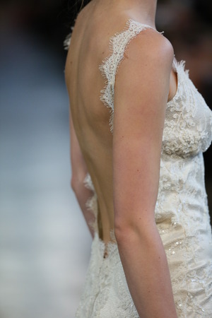 NEW YORK, NY - OCTOBER 10: A model walks the runway during the Claire Pettibone Fall 2015 Bridal Collection Show on October 10, 2014 in New York City.のeditorial素材