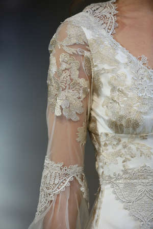 NEW YORK, NY - OCTOBER 10: A model walks the runway during the Claire Pettibone Fall 2015 Bridal Collection Show on October 10, 2014 in New York City.のeditorial素材