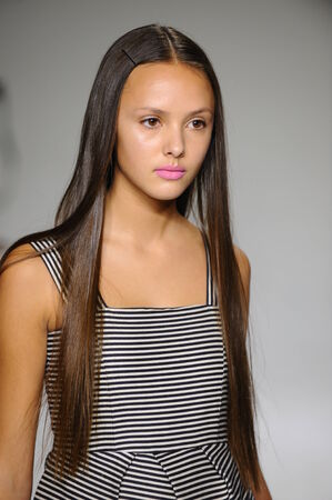 NEW YORK, NY - OCTOBER 19: A model walks the runway during the Bonnie Young preview at petitePARADE Kids Fashion Week at Bathhouse Studios on October 19, 2014 in New York City.のeditorial素材