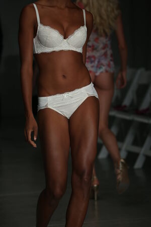 NEW YORK, NY - OCTOBER 24: A model walks runway wearing Bradelis New York lingerie Spring 2015 collection at the Center 548 on October 24, 2014 in New York City.のeditorial素材