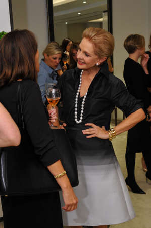 NEW YORK, NY - OCTOBER 13: Designer Carolina Herrera (R) with guests at the Carolina Herrera Bridal Presentation during Fall 2015 Bridal Collection on October 13, 2014 in New York City.のeditorial素材