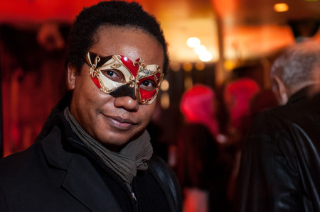NEW YORK, NY - OCTOBER 31: Guests in mascarade costumes posing at The Fashion Party during Halloween event at the West Village Crema Restaurant on October 31, 2014 in New York City.のeditorial素材