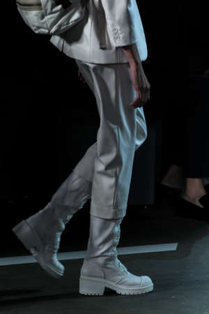 NEW YORK, NY - SEPTEMBER 09: A model walks the runway at the Marc By Marc Jacobs fashion show during Mercedes-Benz Fashion Week Spring 2015 at Pier 94 on September 9, 2014 in New York City.のeditorial素材