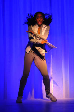 NEW YORK, NY - SEPTEMBER 03: A Model performs during the Athleta  Runway show during Mercedes-Benz...