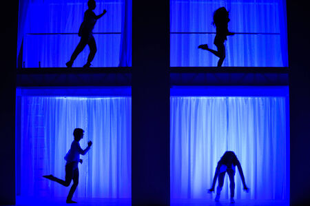NEW YORK, NY - SEPTEMBER 03: Models perform during the Athleta  Runway show during Mercedes-Benz...