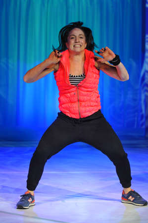 NEW YORK, NY - SEPTEMBER 03: A Model performs during the Athleta  Runway show during Mercedes-Benz Fashion Week Spring 2015 at SIR Stage on September 3, 2014 in NYCのeditorial素材