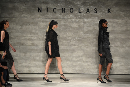 NEW YORK, NY - SEPTEMBER 04: Models walk the runway finale at Nicholas K during MBFW Spring 2015 at The Pavilion at Lincoln Center on September 4, 2014 in NYC.のeditorial素材