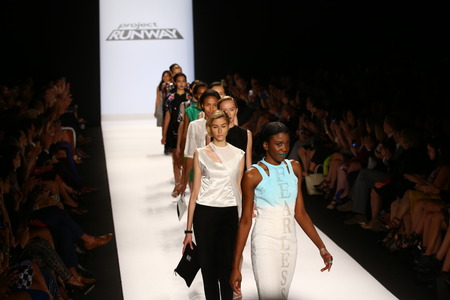 NEW YORK, NY - SEPTEMBER 05: Models walk the runway finale at the Project Runway (Sandhya Garg) show during MBFW Spring 2015 at Lincoln Center on September 5, 2014 in NYCのeditorial素材