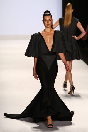 NEW YORK, NY - SEPTEMBER 05: A model walks the runway at the Project Runway (Kini Zamora) show during MBFW Spring 2015 at Lincoln Center on September 5, 2014 in NYCのeditorial素材