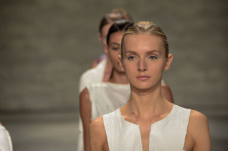 NEW YORK, NY - SEPTEMBER 06: Models walk the runway at the Son Jung Wan fashion show during Mercedes-Benz Fashion Week Spring 2015 at Lincoln Center on September 6, 2014 in NYCのeditorial素材