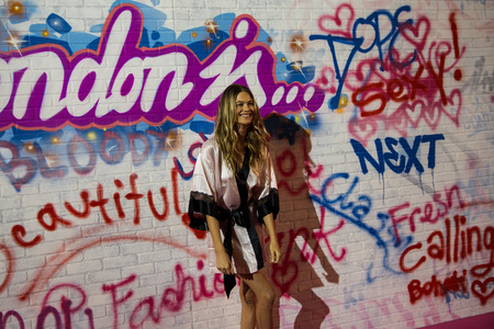 LONDON, ENGLAND - DECEMBER 02: Model Behati Prinsloo backstage at the annual Victoria's Secret fashion show at Earls Court on December 2, 2014 in London, England.のeditorial素材