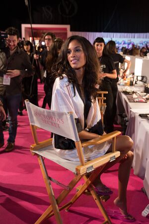 LONDON, ENGLAND - DECEMBER 02: Cindy Bruna backstage at the annual Victoria's Secret fashion show at Earls Court on December 2, 2014 in London, England.のeditorial素材