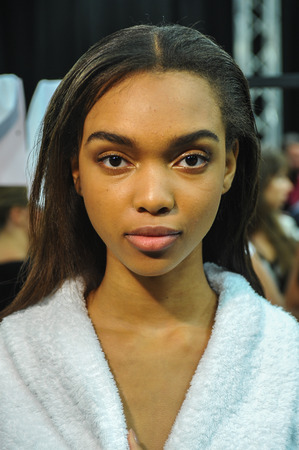 MILAN, ITALY - SEPTEMBER 17: A general atmosphere backstage during the Byblos show as a part of Milan Fashion Week Womenswear Spring/Summer 2015 on September 17, 2014 in Milan, Italy.のeditorial素材