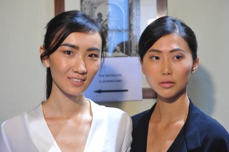 MILAN, ITALY - SEPTEMBER 17: A general atmosphere backstage during the Chicca Lualdi show as a part of Milan Fashion Week Womenswear Spring/Summer 2015 on September 17, 2014 in Milan, Italy.のeditorial素材