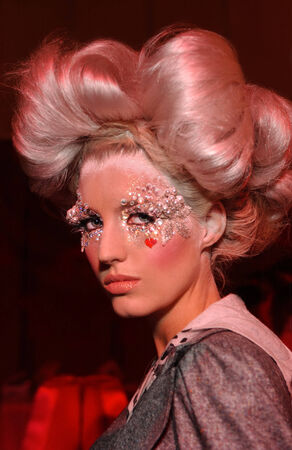 CULVER CITY, CA - OCTOBER 21 : Model posing backstage at Petro Zillia Spring 2006 presentation during Mercedes-Benz Spring 2006 L.A. Fashion Week at Smashbox Studios  on October 21, 2005 in Culver City, CA, United States.のeditorial素材