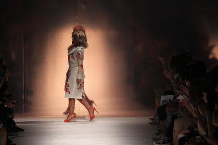 MILAN, ITALY - SEPTEMBER 19: Anna Molinari walks the runway during the Blumarine show as a part of Milan Fashion Week Womenswear Spring/Summer 2015 on September 19, 2014 in Milan, Italy.のeditorial素材