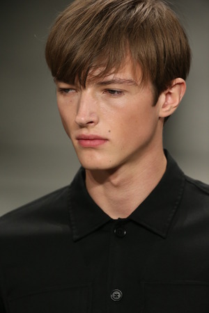 NEW YORK, NY - FEBRUARY 12: A model walks the runway at the Todd Snyder fashion show during Mercedes-Benz Fashion Week Fall 2015 at The Pavilion at Lincoln Center on February 12, 2015 in New York City.のeditorial素材