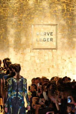 NEW YORK, NY - FEBRUARY 14: Models walk the runway finale at Herve Leger by Max Azria fashion show...