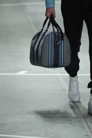 NEW YORK, NY - FEBRUARY 14: A model walks the runway at Lacoste fashion show during Mercedes-Benz Fashion Week Fall 2015 at Lincoln Center on February 14, 2015 in New York Cityのeditorial素材