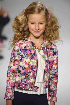 NEW YORK, NY - OCTOBER 18: A model walks the runway during the preview at petitePARADE / Kids Fashion Week at Bathhouse Studios on October 18, 2014 in New York City.のeditorial素材