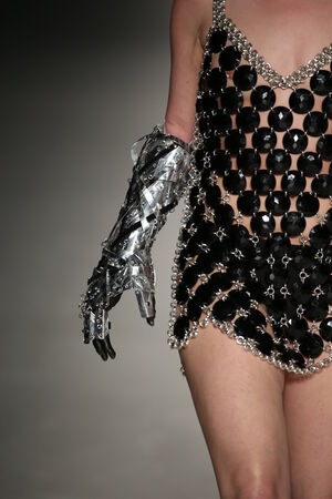 NEW YORK, NY - FEBRUARY 15: A model walks the runway at the FTL Moda fashion show during Mercedes-Benz Fashion Week Fall 2015 at The Salon at Lincoln Center on February 15, 2015 in NYCのeditorial素材