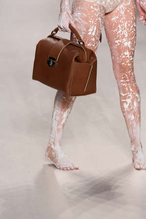 NEW YORK, NY - FEBRUARY 15: A model walks the runway at the FTL Moda fashion show during Mercedes-Benz Fashion Week Fall 2015 at The Salon at Lincoln Center on February 15, 2015 in NYC.のeditorial素材