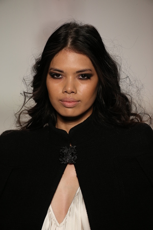 NEW YORK, NY - FEBRUARY 13: A model walks the runway at Mark and Estel fashion show during Mercedes-Benz Fashion Week Fall 2015 at Lincoln Center on February 13, 2015 in NYC.のeditorial素材