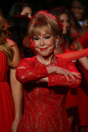 NEW YORK, NY - FEBRUARY 12: Barbara Eden walks the runway at the Go Red For Women Red Dress Collection 2015 presented by Macy's fashion show during MBFW Fall 2015 at Lincoln Center on February 12, 2015 in NYCのeditorial素材