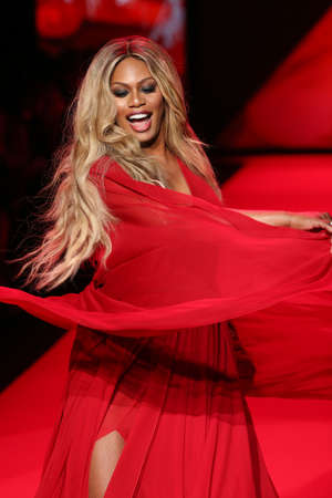 NEW YORK, NY - FEBRUARY 12: Laverne Cox walks the runway at the Go Red For Women Red Dress Collection 2015 presented by Macy's fashion show during MBFW Fall 2015 at Lincoln Center on February 12, 2015 in NYCのeditorial素材