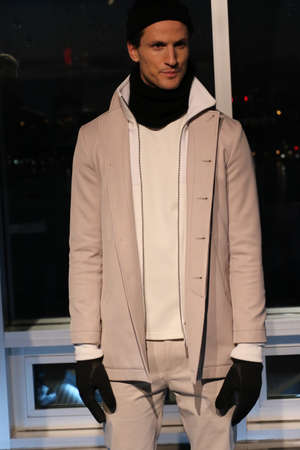 NEW YORK, NY - FEBRUARY 11: A model walks the runway at W.R.K. presentation during the Mercedes-Benz Fashion Week Fall 2015 at the Glass Houses on February 11, 2015 in NYC.のeditorial素材