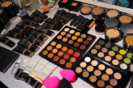 MIAMI, FL - JULY 19: A cosmetic kits backstage at the Mara Hoffman Swim fashion show during MBFW Swim 2015 at The Raleigh hotel on July 19, 2014 in Miami, FL.のeditorial素材