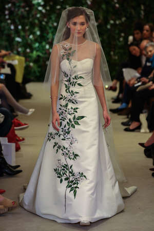 NEW YORK, NY - APRIL 17: A model walks the runway at the Carolina Herrera Bridal Spring/Summer 2016 Runway Show on April 17, 2015 in NYCのeditorial素材