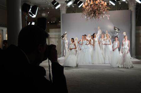 NEW YORK, NY - APRIL 20: Models appear at A Toast To Tony Ward: A Special Bridal Collection at Kleinfeld on April 20, 2015 in New York City.のeditorial素材