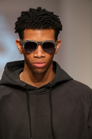 NEW YORK, NY - SEPTEMBER 11: A model walks the runway at the Control Sector fashion show during Spring 2016 New York Fashion Week at Gotham Hall on September 11, 2015 in New York City.のeditorial素材