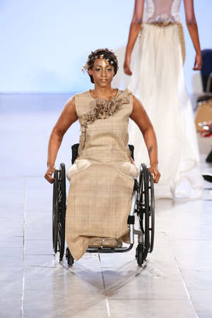 NEW YORK, NY - SEPTEMBER 13: Model walks Archana Korchhar runway at the FTL Moda Spring 2016 during NYFW at Vanderbilt Hall at Grand Central Terminal, on September 13, 2015 in NYC.のeditorial素材